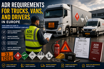 ADR-Anforderungen für Gefahrgut-Lkw und Fahrer in Europa mit Sicherheitsausrüstung für den Transport