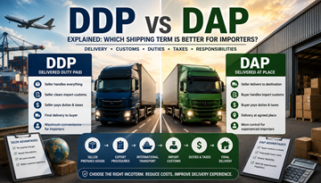 Vergleich zwischen den Lieferklauseln DDP und DAP mit Lkw, Zollabfertigung und internationaler Logistik